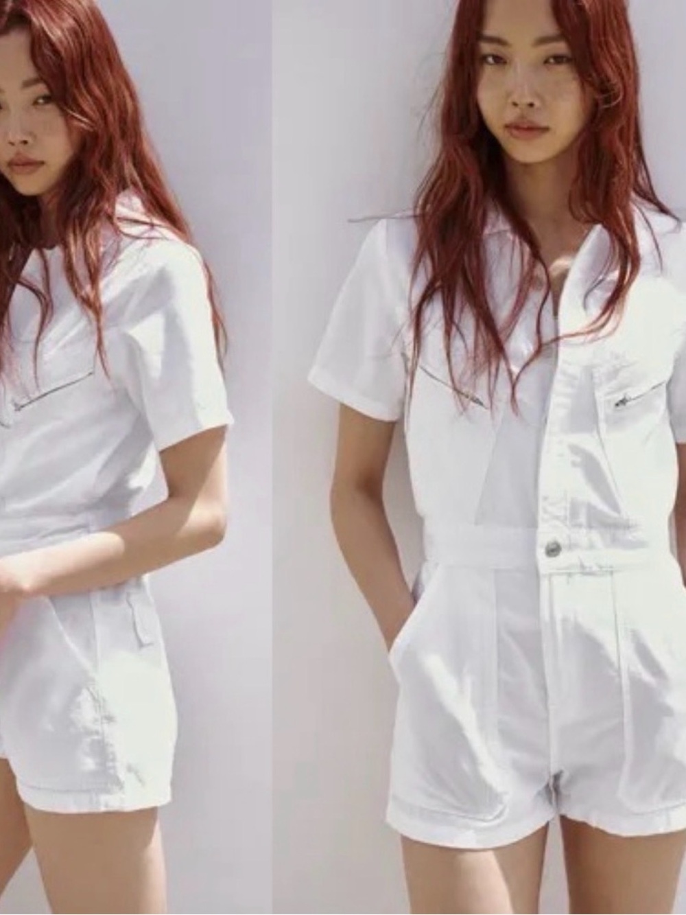 Zara White Short-Sleeve Romper
